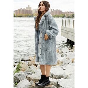 Free People Blue Tessa Teddy Sherpa Oversized Longline Coat